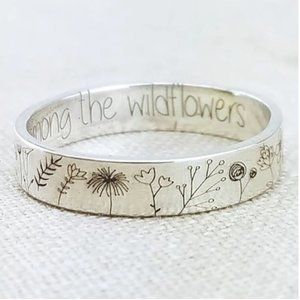SIZE 8 - Silver Bohemian Engraved Wildflower Ring